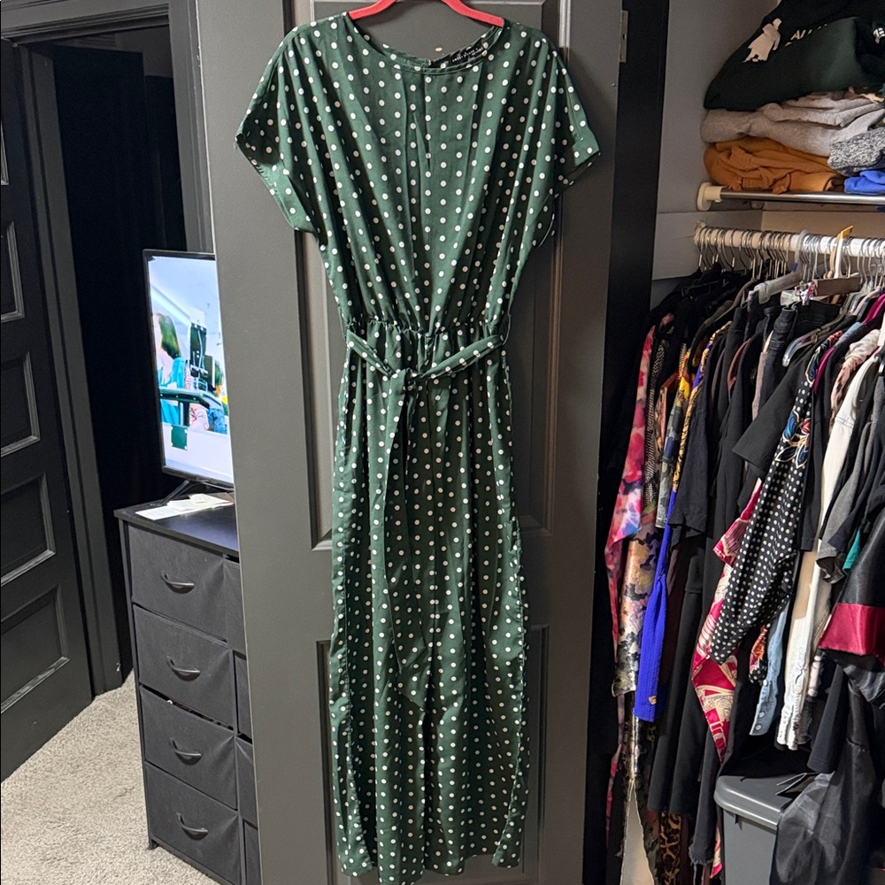 Green Polka Dot Maxi Dress